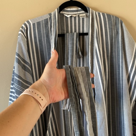 Vintage Pierre Cardin Unisex Robe One Size Kimono Robe Stripes 100% Cotton - Picture 6 of 6